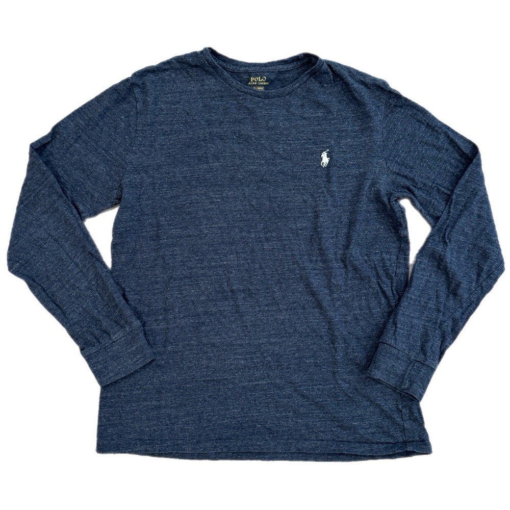 Polo Ralph Lauren Long Sleeve T-Shirt Heathered Grey Logo Mens Size Medium